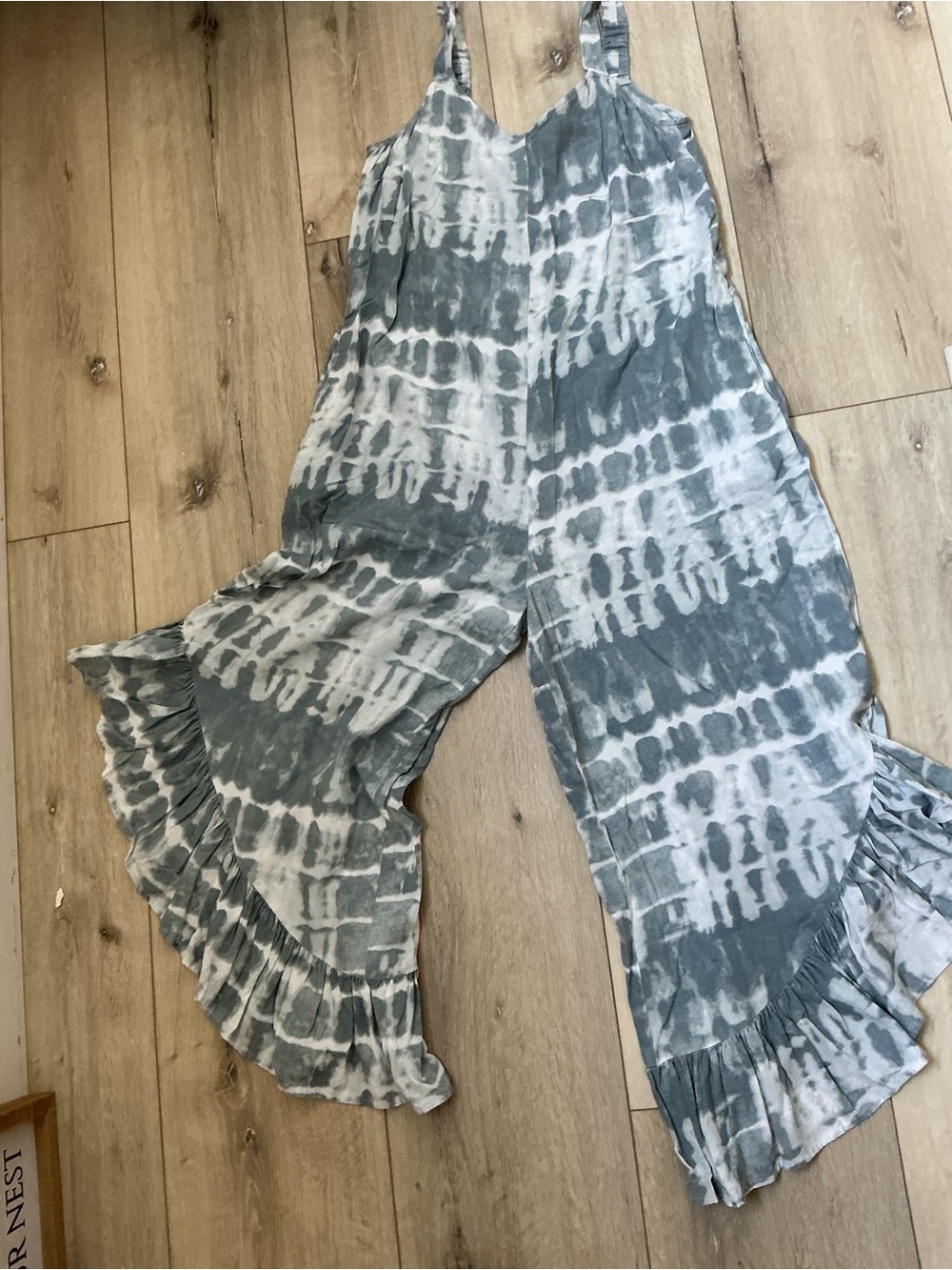 Japna Blue Tie-Dye Ruffle Hem Romper Jumpsuit - Picture 6 of 12